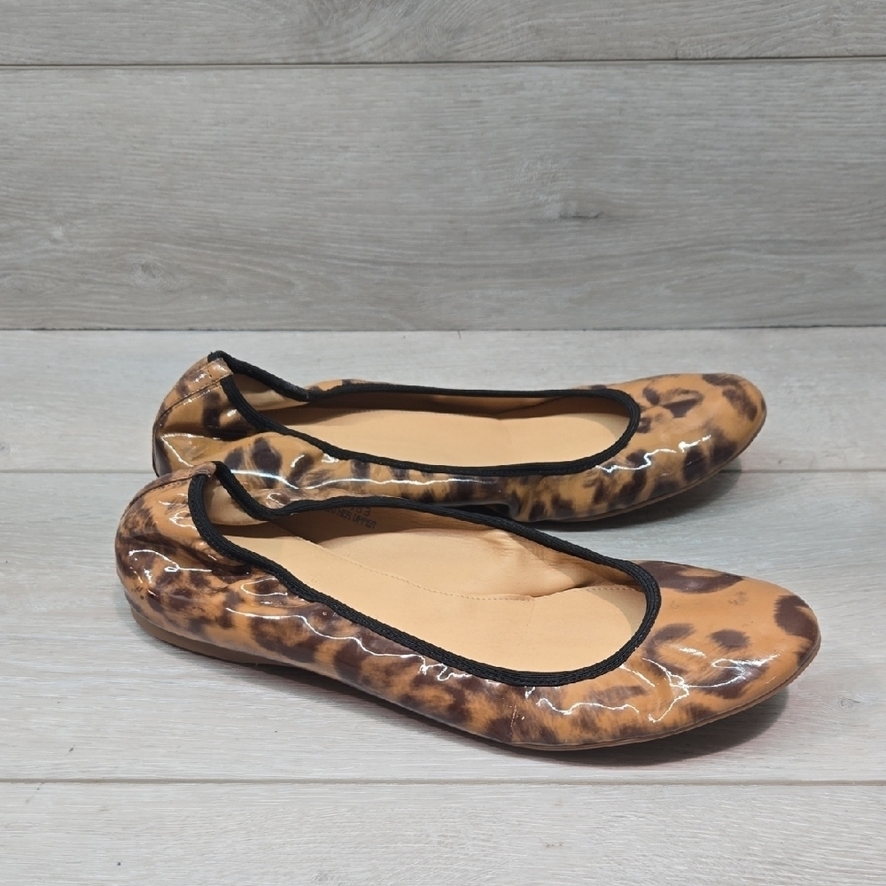 J. Crew Women Brown Leopard Print Flats Ballet Loafer Shoes Sz 8.5